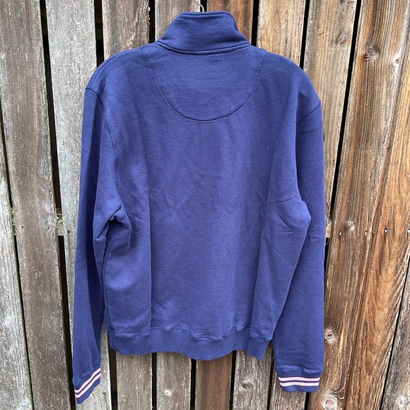 Joseph Turner Button Henley Sweatshirt Pullover M Navy Blue Pink Cotton Men's - Picture 6 of 7